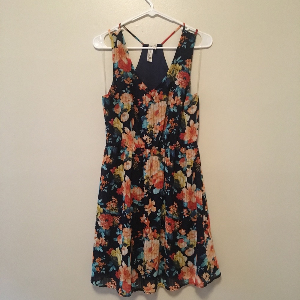 Floral dress with defined waist